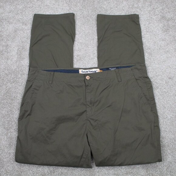 Tailor Vintage Pants Men 40x34 Green Luxe Performance Greenwich Slim Fit Stretch - Picture 1 of 14